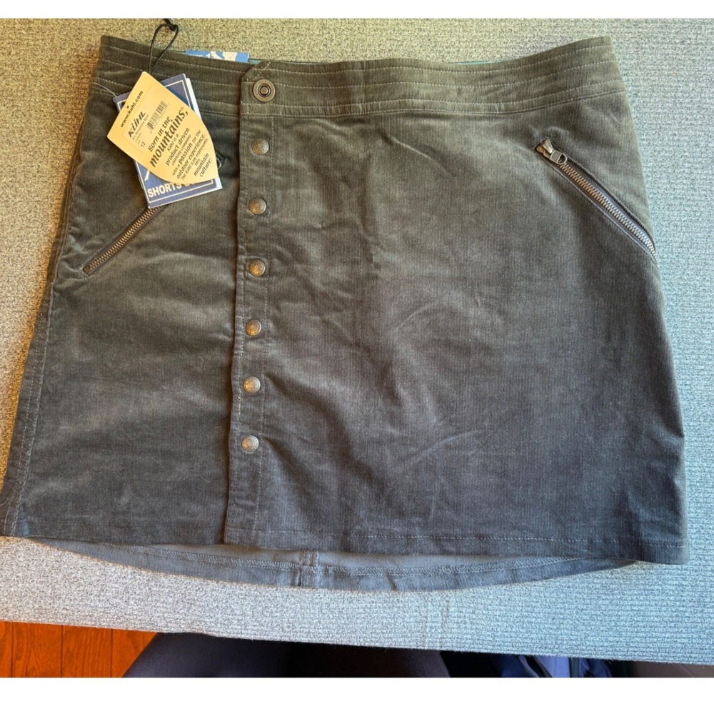 Kuhl Women Charcoal Gray Corduroy Mini Skirt Outdoor Active Size 12